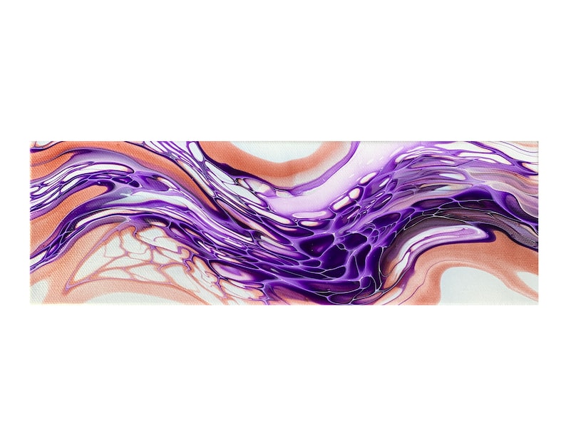 Abstract Painting Purple in Motion Fluid Acrylic Pour Art 4 x 12 Wall Hanging The Painted Dreamer Fluid Acrylic Pour Painting