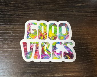 Good Vibes Sticker: Abstrakte Fluid Art Vinyl Aufkleber für Laptop, Journals, Wasserflasche & mehr