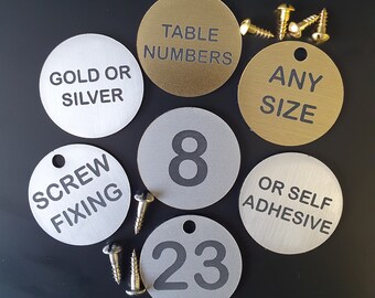 Engraved Table Numbers – Brass or Steel Finish, Restaurant Cafe Bar