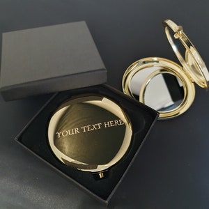 Engraved Personalised Gold Compact Mirror in Gift Box