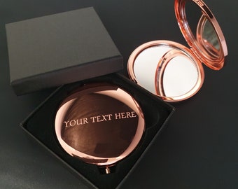 Engraved Personalised Rose Gold Compact Mirror in Gift Box