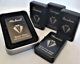 Matt Black Lighter & Gift box - Best Man - Groomsman - Groom - Father of the Bride - Father of the Groom