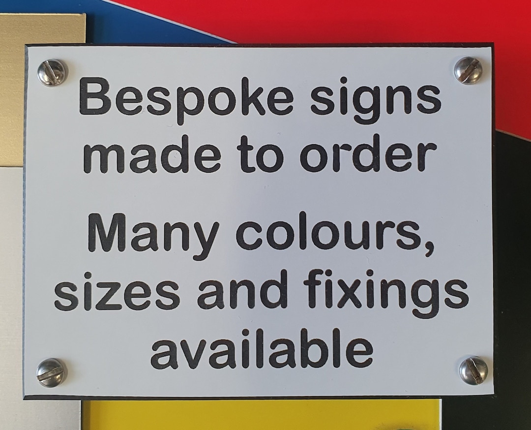 ANY TEXT 5 Sizes Engraved Sign - White With Black Text Door Notice Name ...