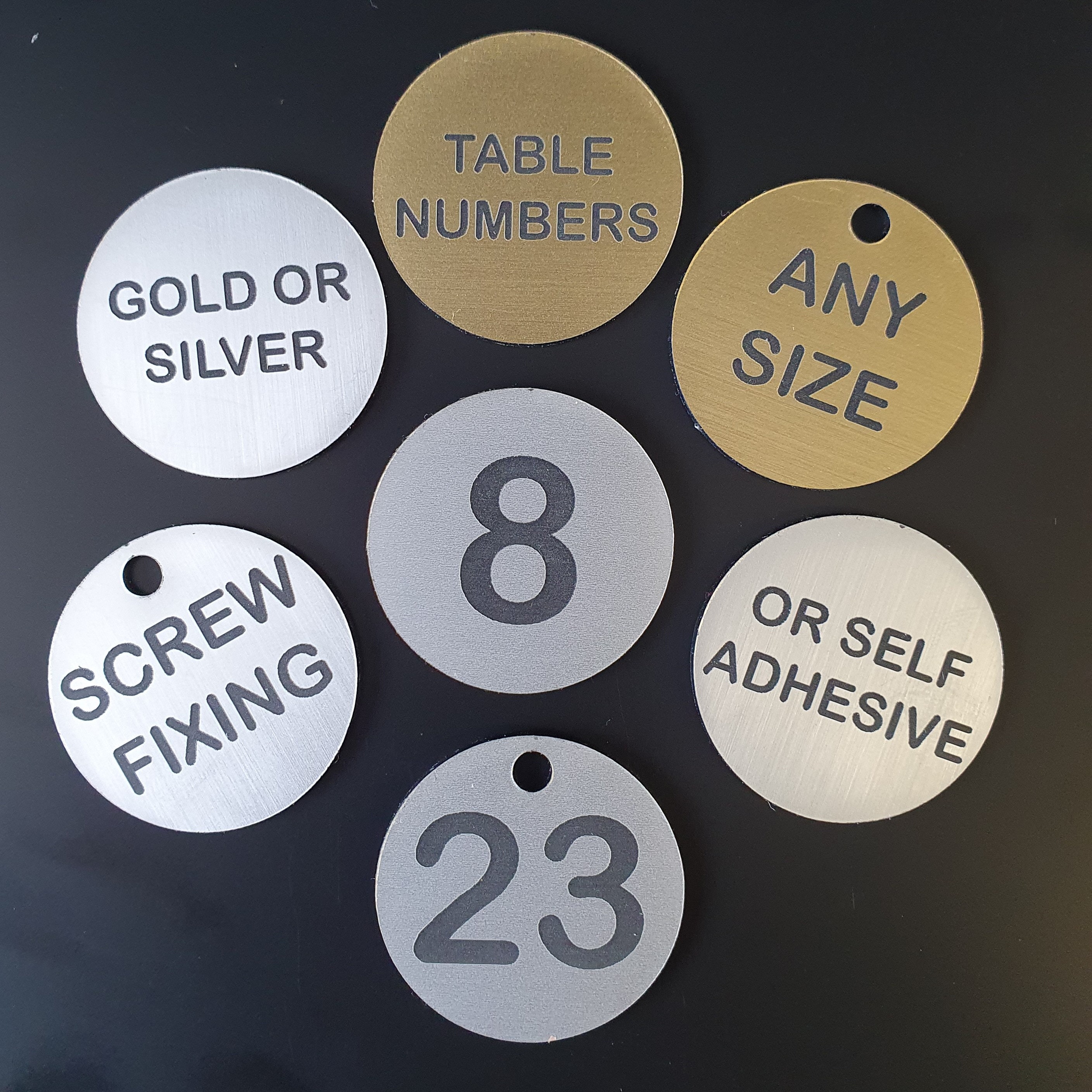 Engraved Table Numbers – Brass or Steel Finish, Restaurant Cafe Bar ...