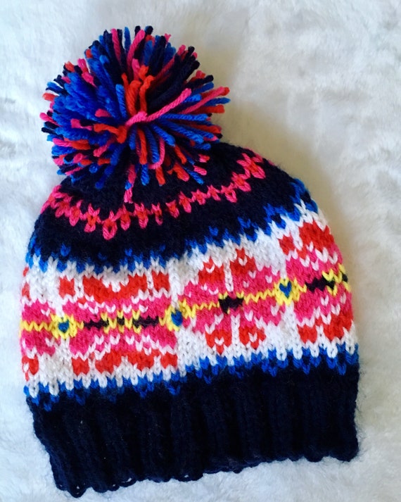 hot pink bobble hat