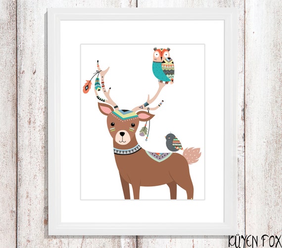 Items similar to Deer wall art Deer nursery art kids wall art