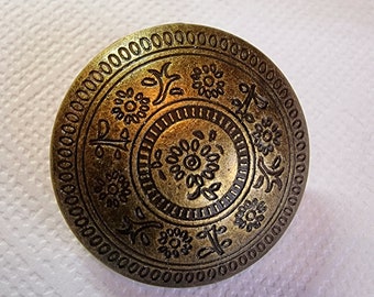 5 x Boutons en métal bronze antique – 23 mm, tige, fleur, romain, motif rond, cardigan, chemisier, vintage, détaillé, complexe - 5 boutons