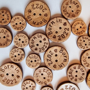 Geboren in 2022 echte kokosnootknoppen - 15 mm, 20 mm, 25 mm - 10 knoppen - babykleding, pasgeboren geschenken, nieuwe baby, geboorte, welkom in de wereld