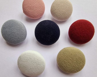 5 x Round Fabric Buttons – 20mm, 7 Colours, Chunky, Knit, Knitting, Sew, Material, Pink, Blue, Red, Cream, Beige, Khaki, Black - 5 Buttons