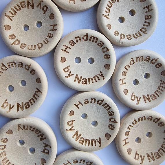 Buttons Handmade With Love Wooden With Ball of Wool Design Size 15/20/25mm  Sewing Knitting 
