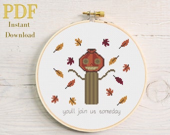 Fall Enoch Over the Garden Wall Pumpkin Cross Stitch Pattern PDF Instant Download