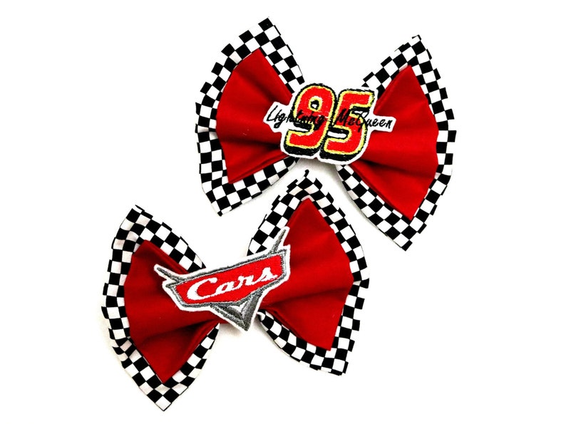 Cars Checkerboard Bow For Interchangeable Ears