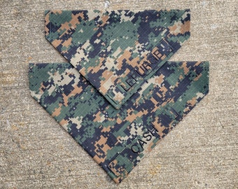U.S. Marines Woodland Custom Military Dog Cat Slip On Collar Bandana *READ DESCRIPTION*