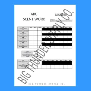 Folha de acompanhamento de progressão de título AKC Scent Work MASTER & DETECTIVE - Download digital