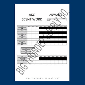 AKC Scent Work ADVANCED Title Progression Tracking Sheet - Digital Download