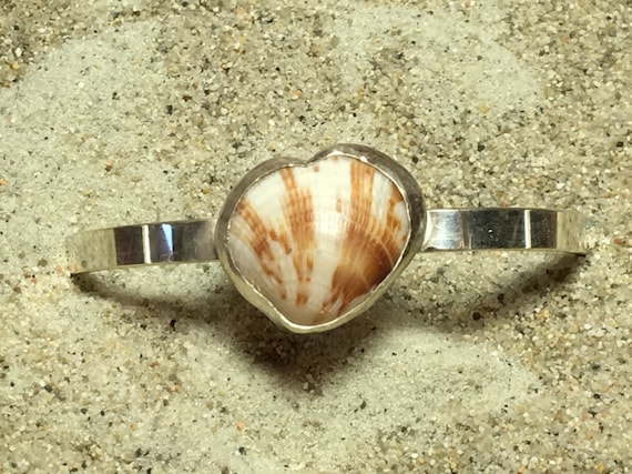 Sterling Silver Cuff Bracelet with SS Bezel Set Cockleshell
