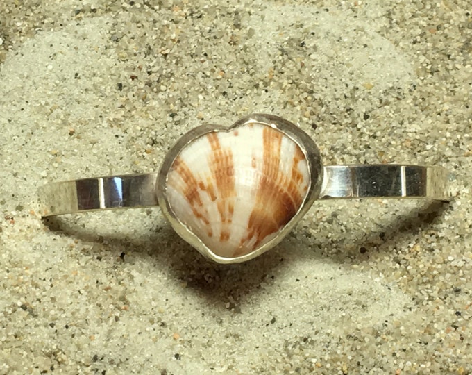Sterling Silver Cuff Bracelet with SS Bezel Set Cockleshell