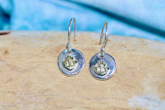 Handmade Sterling Silver Coin Earrings, 22k Gold Plated Anchor