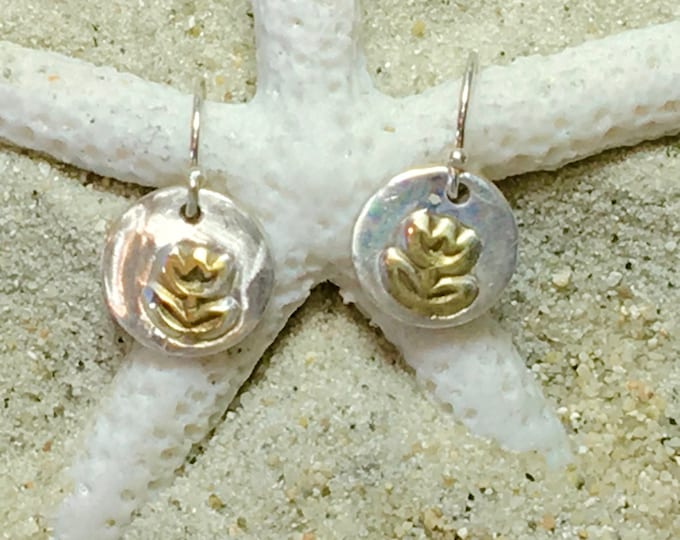 Sterling and Fine Silver 22K Gold Plated Tulip Coin Earrings