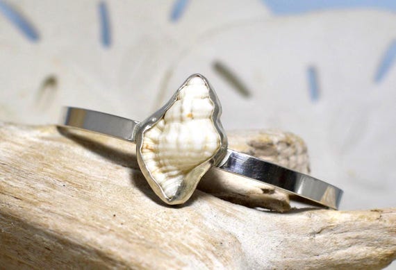 Sterling Silver Cuff Bracelet: Bezel-Set Apple Murex Shell, 27mm x 19mm