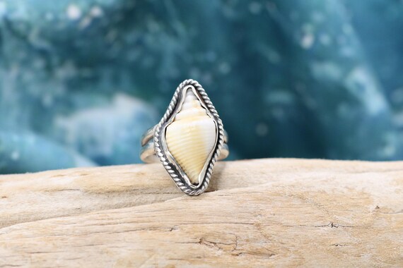 Sterling Silver Split Band Ring | Jouvanial Conch Shell Ring | Handmade Ocean Jewelry | Coastal Shell Ring | Beach Lover Gift