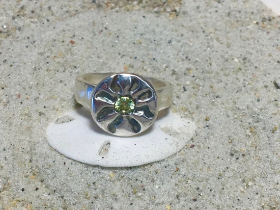 Customize a Fine Silver Antiqued Sun Ring with 4mm Cubic Zirconia