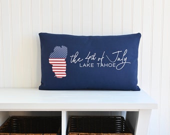 Lake Tahoe 4th of July Rectangular Pillow Cover 12 x 20