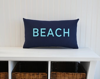 Custom Word Rectangular Natural or Navy Canvas Pillow Cover