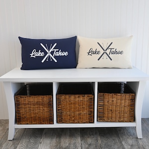 Lake Tahoe Retro Ski Canvas Pillow Cover