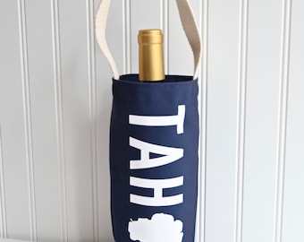 Navy Tahoe Wine Tote - One Bottle