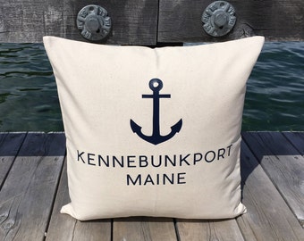 Custom Nautical Anchor Maine Pillow Cover* 18 x 18