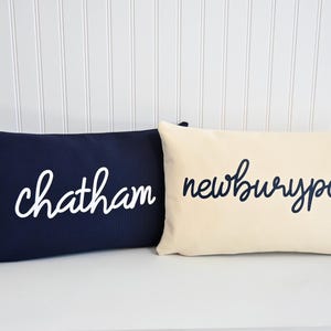 Custom New England Navy or Natural Canvas Rectangular Pillow Cover Size: 12 x 20