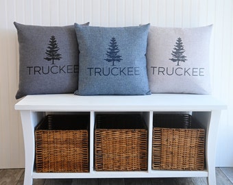 Truckee Tree Blue, Dark Grey or Light Grey 18 x 18 Pillow Cover
