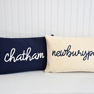 Custom Modern Rectangular Natural or Navy Canvas Pillow Cover