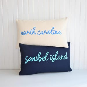 Custom Florida Modern Style Rectangular Navy or Natural Canvas Pillow Cover 12 x 20