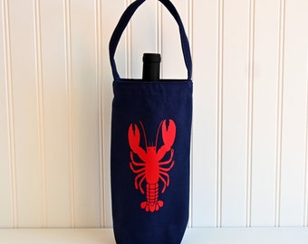 Set of 10 Lobster One Bottle Wine Totes