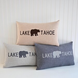 Lake Tahoe Bear Linen Blend Rectangular Pillow Cover 12 x 20