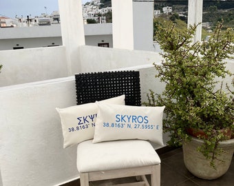 Custom Greece/Greek Longitude Latitude Rectangular Pillow Cover  Size: 12 x 20