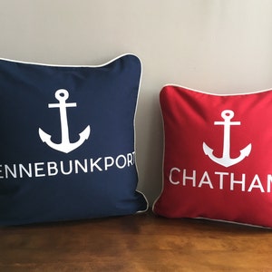 Custom Nautical Anchor Navy or Red Pillow Cover