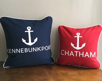 Custom Nautical Anchor Navy or Red Pillow Cover