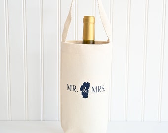 Mr. & Mrs. Lake Tahoe One Bottle Wine Tote