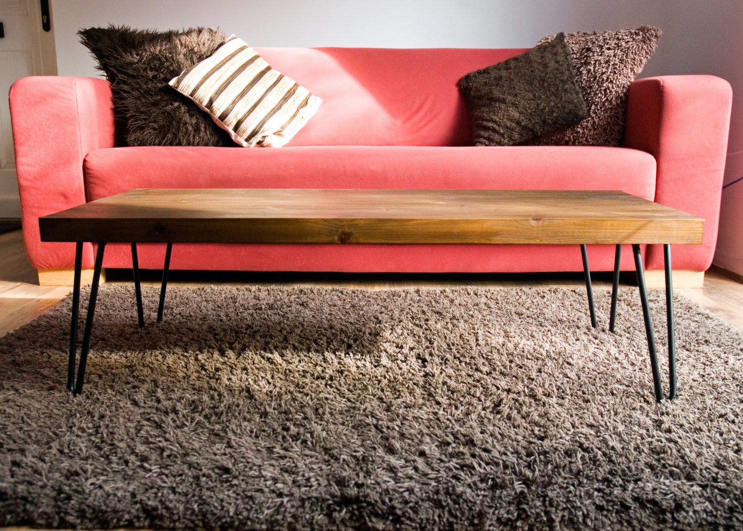 Rustic Vintage Industrial Solid Wood Coffee Tableblack Metal Etsy UK