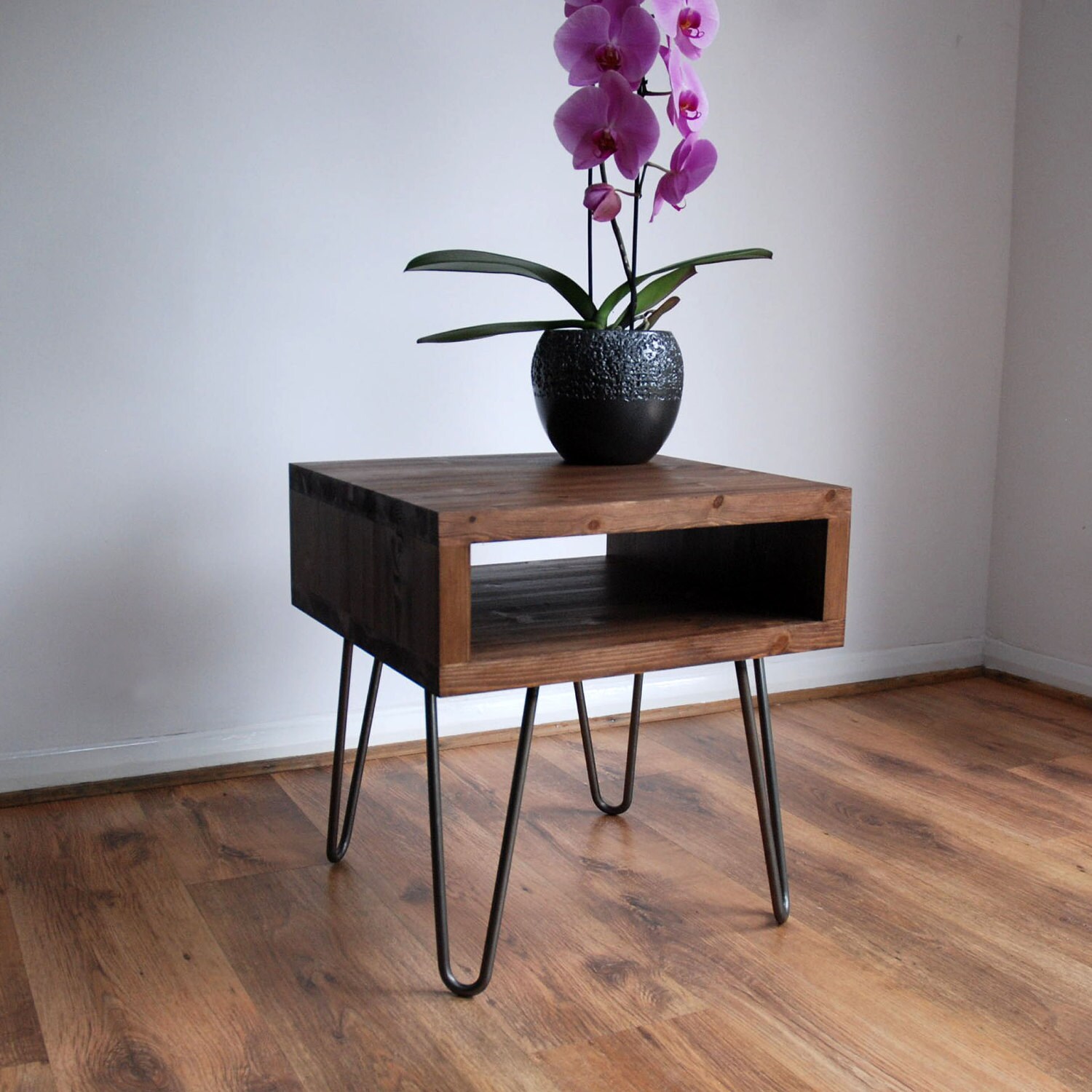 Vintage Retro Industrial Side / Bedside Table Metal Hairpin Etsy UK