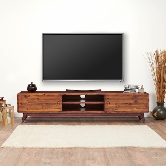 Modern TV Cabinet Entertainment Unit Stand Storage - Wood