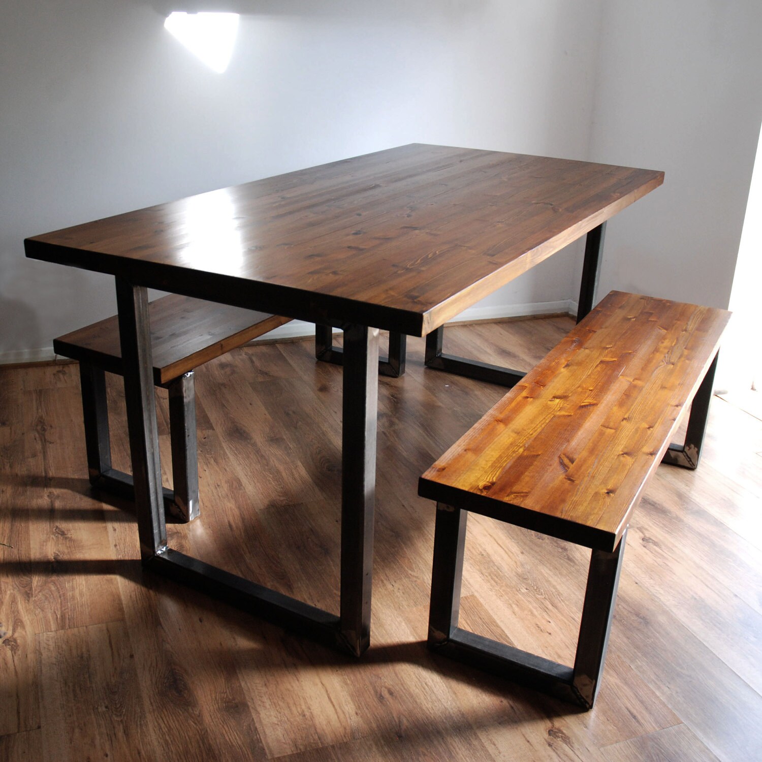 Vintage Industrial Dining Kitchen Table and Bench Set Modern Etsy UK