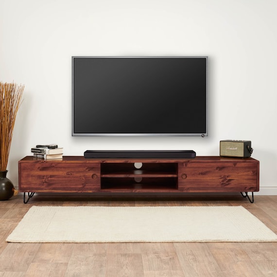 Long TV Stand Cabinet. Solid Wood. UK Handmade to Order. 180cm 