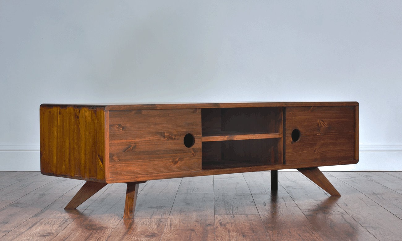 130cm Vintage Retro TV Stand/ Entertainment Unit. Solid Wood Etsy UK