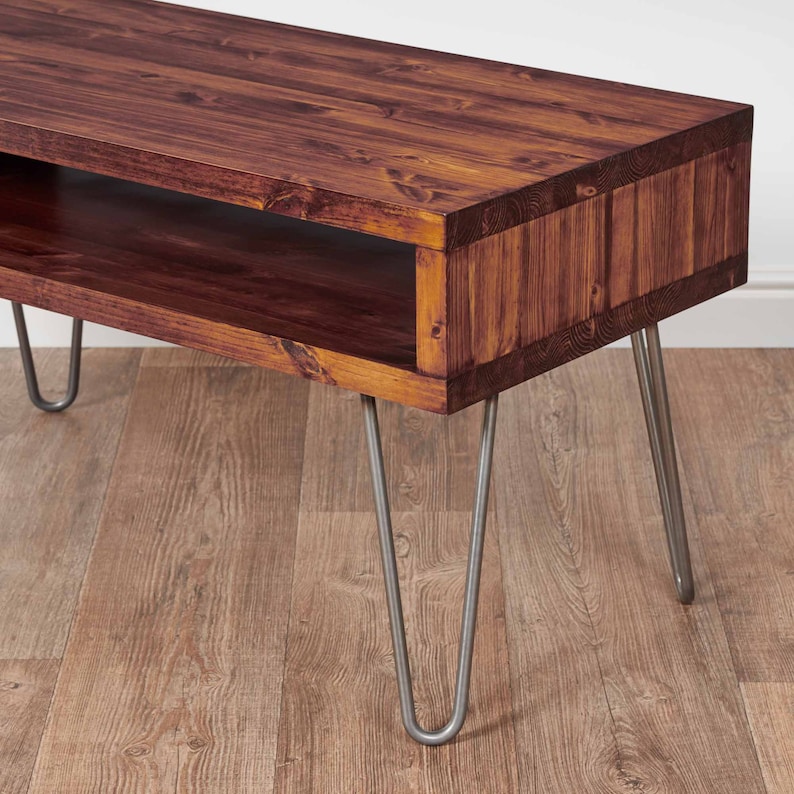 TV Stand Unit Solid Wood. Soundbar Shelf. Midcentury Metal Etsy UK