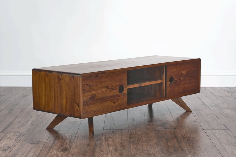 130cm Vintage Retro TV Stand/ Entertainment Unit. Solid Wood Etsy UK