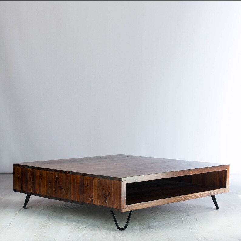 Vintage Retro Low Box Coffee Table Metal Hairpin Legs - Retro Wood Coffee Table Legs Vintage Retro Low Box Coffee Table Metal Hairpin Legs - Retro Wood Coffee Table Legs